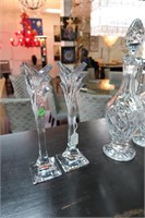 Pair of At Deco Lead Crystal Candle Holders