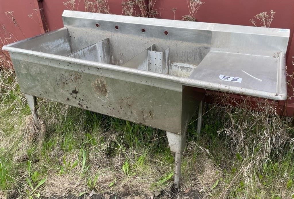*OFF SITE* Stainless Steel 3 Basin Sink. #LOC: 4