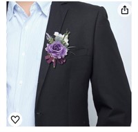 Purple Rose Wedding Boutonniere Flower for Men