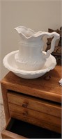white pitcher and bowl set