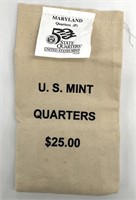 US Mint Sewn $25 Bag of Maryland Quarters
