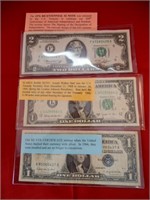 1963 JOESPH BARR $1.00 BILL, 1957 B SILVER CERT. &