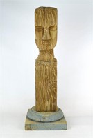 Folk Art Wooden Carved Head