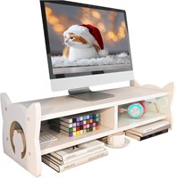 Double Layer Cat Ear Monitor Stand (White)