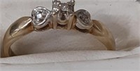 10K Gold Ring with Diamonds (Tested) size 6.5