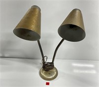Mid Century Double Gooseneck Table Lamp BrassColor