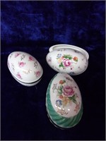Three Porcelain Lidded Eggs