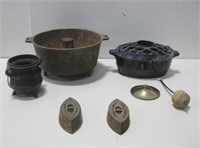 Assorted Cast Iron Items Pictured Largest 14"