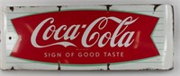 Coca-Cola Metal Fishtail Sled Advertising Sign