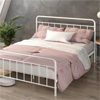 Florence White Metal Full Platform Bed Frame
