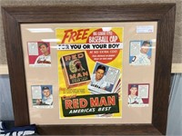 1950's Red Man Tobacco Poster, 4 Autographed Cards