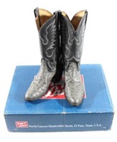 Tony Llama Gray Ostrich Leather Cowboy Boots