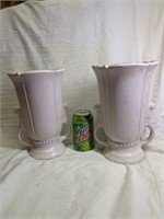 2 Vintage Unmarked McCoy? Pottery Vases 10" tall
