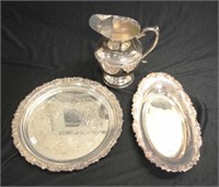 Three  silver plate table serving pieces