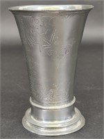 Norwegian Pewter Engraved Design Vase