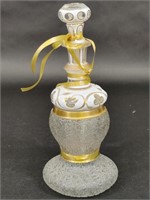 White & Gold Toned Textured Glass Decanter