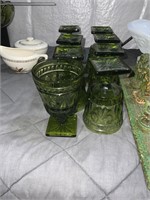 Indiana Glass green goblets vintage