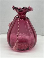 Cranberry Glass Vase, 8.5 " tall