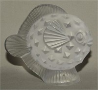 Lalique France Frosted Crystal Puffer Fish Figure