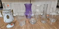 Vases. Set of 10 glass vases of different styles