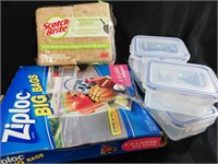 Mini containers/ kitchen scrubbers/ Ziplock bag