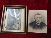 Old framed currier & Ives print & Old