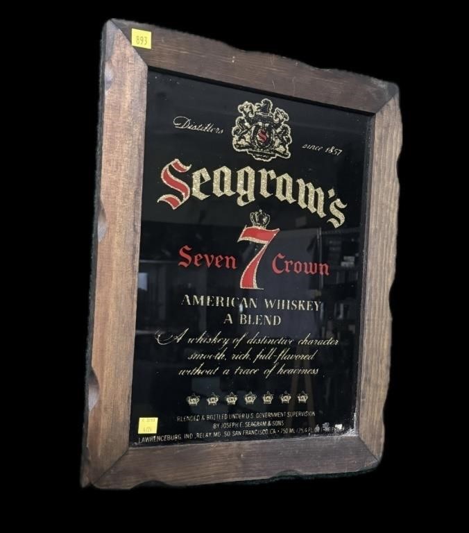 Seagram's Whiskey frame,18.5" x 15"
