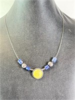 Vintage Sterling Necklace Amethyst/Jasper Pendant
