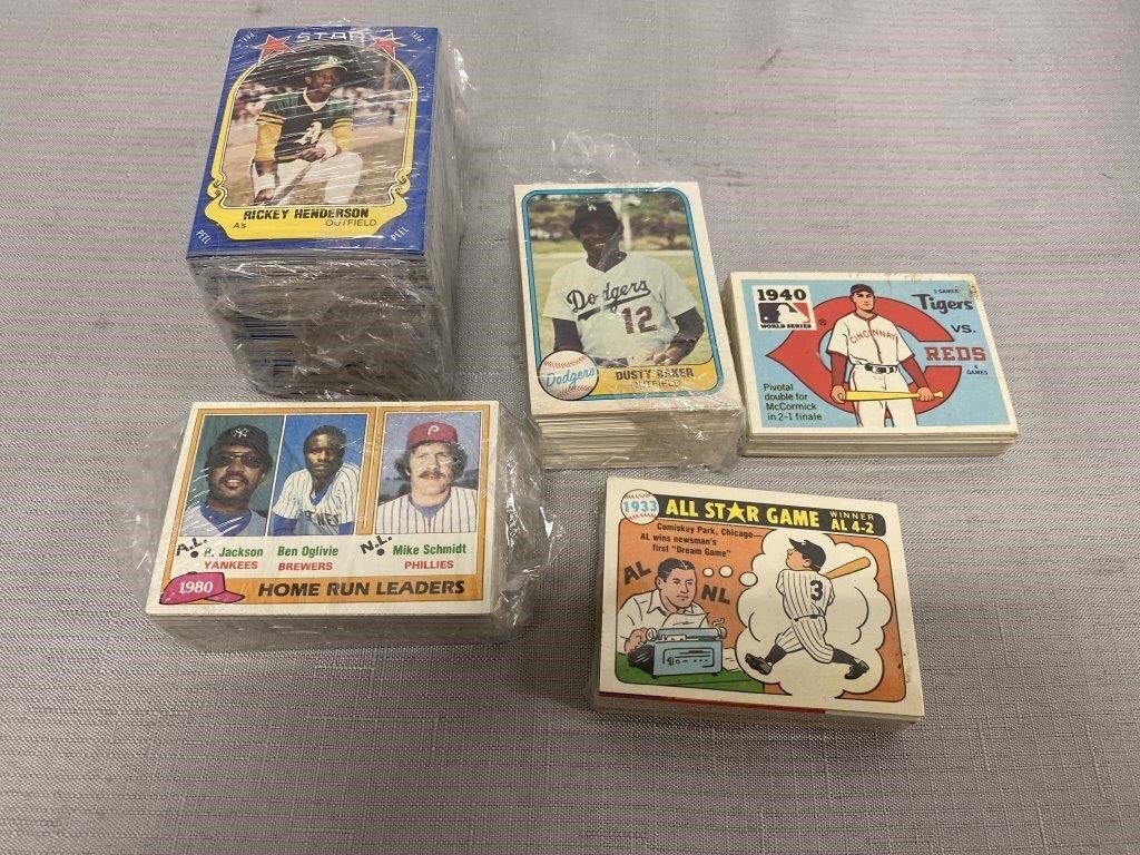 5 Stacks Of Vintage Baseball Cards