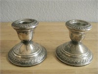 Pair Of 2" Weighted Sterling Candlestick Holders
