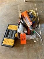 Lot with hammer, crowbar, drop cord