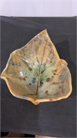 Ceramic serving bowl molded from a leaf of a