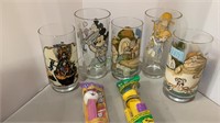 Mixed lot -  five glasses, the Goonies, Mickey