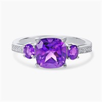 14K WHITE GOLD 2.30CT AMETHYST 0.07CT WHITE TOPAZ