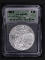 2003 $1 American Silver Eagle ICG MS70 Perfect!
