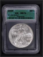2004 $1 American Silver Eagle ICG MS70 Perfect!
