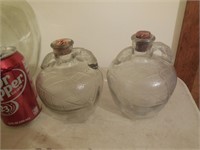 (2) Small White House Vinegar Bottles 5"H