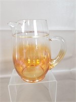 Gold Iridescent With Clear Glass Handle Pitcher,