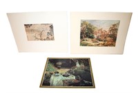 3 unframed prints Monet,Asian