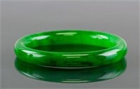 Imperial Burma Emerald Green Jadeite Carved Bangle