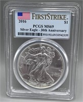 2016 PCGS MS69 Silver Eagle 30th Anniversary