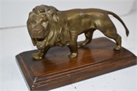 Heavy Brass Cast Metal Lion on Stand