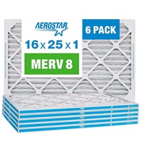 Aerostar 16x25x1 MERV 8 Air Filter  6 Pack