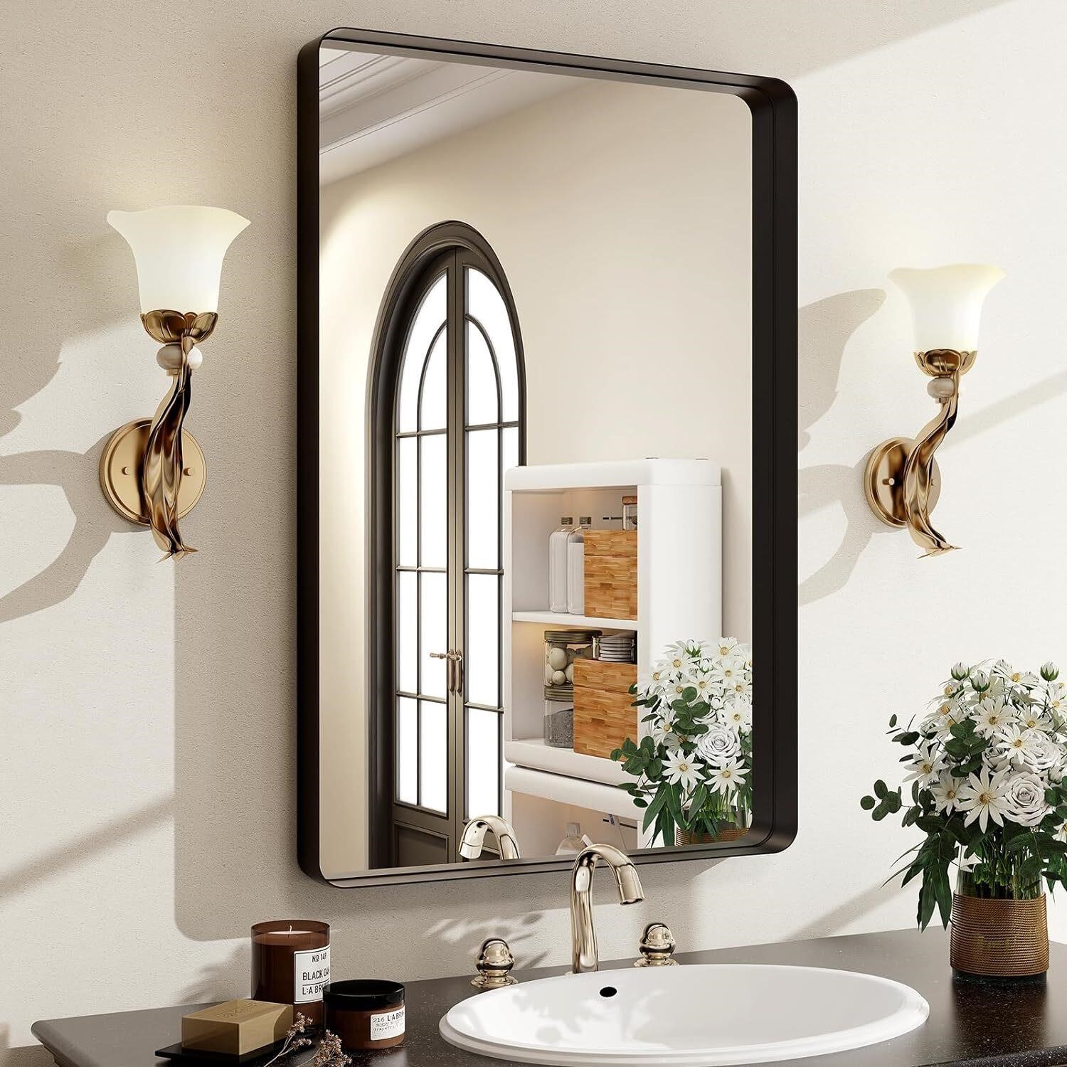 30x22 Black Bathroom Mirror - Modern Mirror