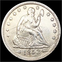 1853 Arws & Rays Seated Liberty Quarter CLOSELY