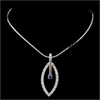 0.17ct Sapphire & 0.50ctw Diam Pendant 14K Gold