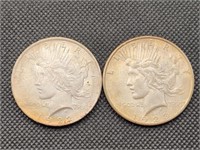 1922 & 23-S Peace Silver Dollars (2)