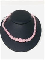Pink Jade round bead necklace