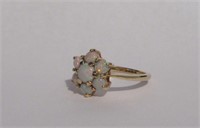 A 10k Yellow Gold Ring With Opal Cluster