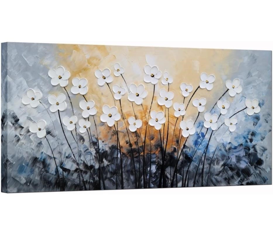 SYGALLERIER White Flower Canvas Wall Art